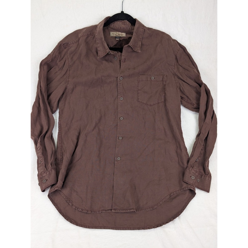 Tommy Bahama Linen Button Up Shirt Men Large Brown Resort Casual Beach Vacation